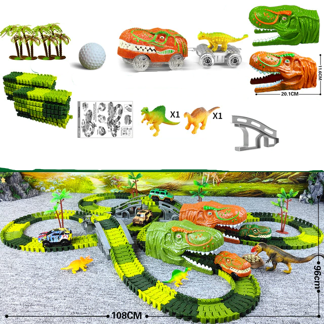 Dinosaurus Racebaan met auto’s en track voor creatieve speelmomenten.