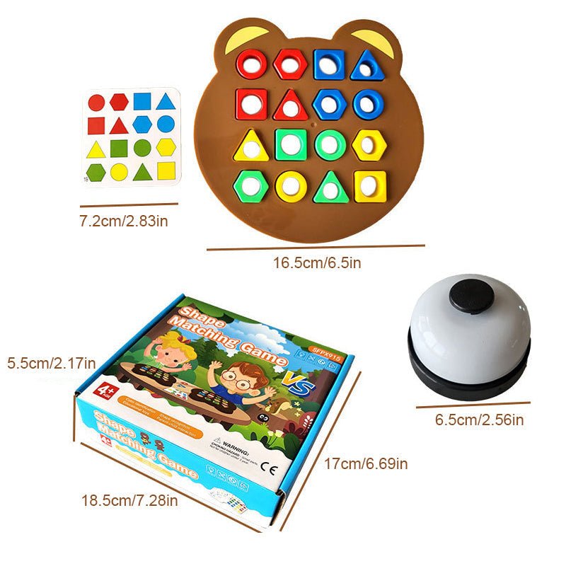 ShapeBattle educatieve speelset voor urenlang leren en spelen, met kaarten en interactieve vormen.
