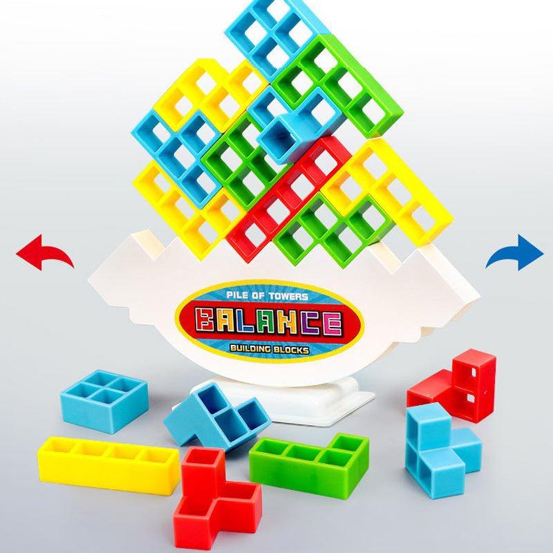 BalanceCraft tetra toren spel, een ideale activiteit om de motoriek en balans van kinderen te ontwikkelen.
