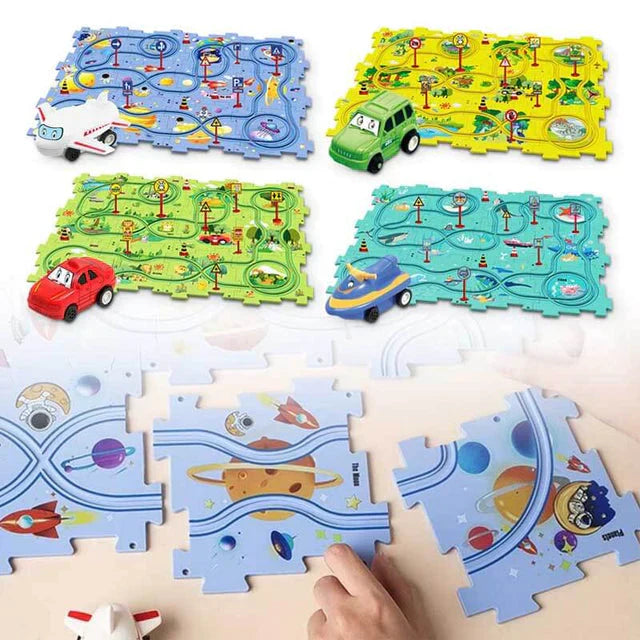 Voertuig puzzelset voor kinderen interactief - PuzzleRace, perfect voor creatieve en educatieve activiteiten.