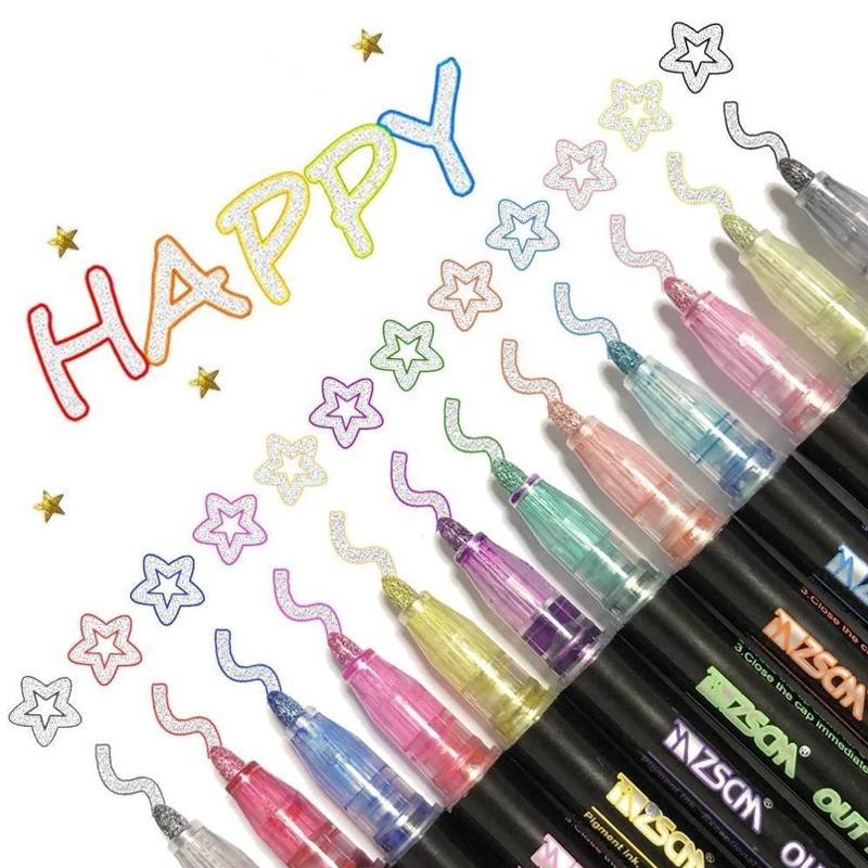 Kleurrijke glitterstiften ideaal voor kinderen om mee te tekenen.