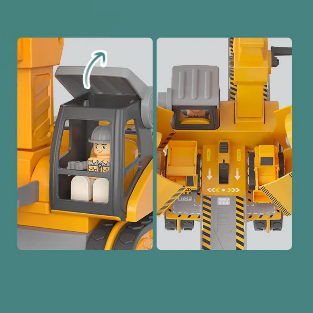 BuildMaster realistische speelgoedkraan met verschillende functies en bouwonderdelen om te combineren.

