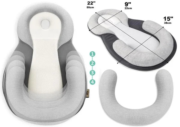 SleepBaby ergonomisch babynestje, ideaal om pasgeborenen comfortabel en beschermd te laten slapen.

