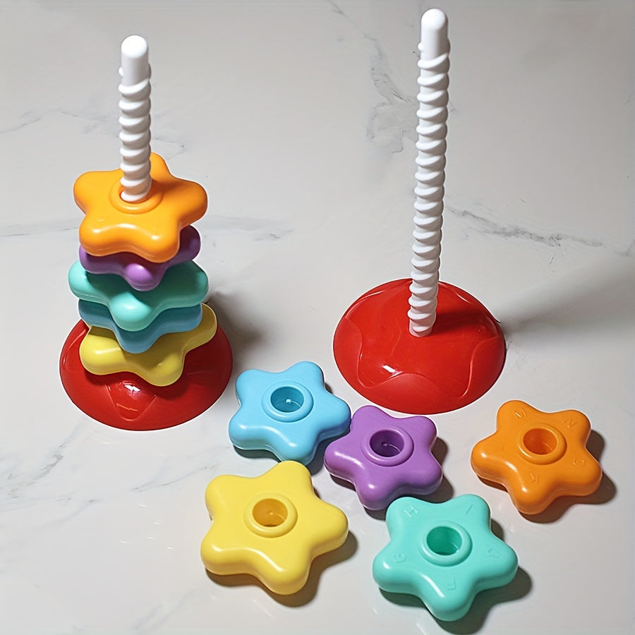 Sorteerstapelaar interactief speelgoed, perfect voor het ontwikkelen van coördinatie en creativiteit bij kinderen.

