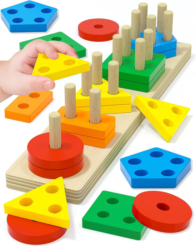 Ontdek vormen en cijfers met de ShapeStack - Educatief Sorteer- En Telspel Voor Kinderen.