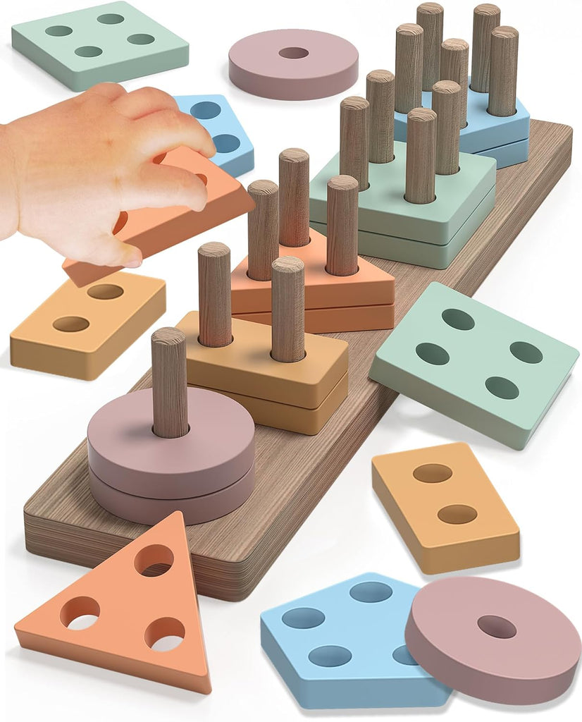 Voeg plezier en leren toe aan speelmomenten met de ShapeStack - Educatief Sorteer- En Telspel Voor Kinderen.