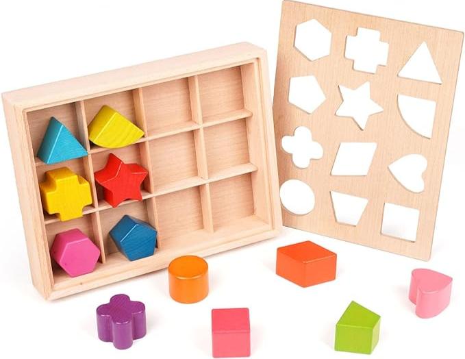 Zorg voor urenlang speelplezier met de ShapeFit - Houten Vormensorteer Speelset Voor Kinderen.