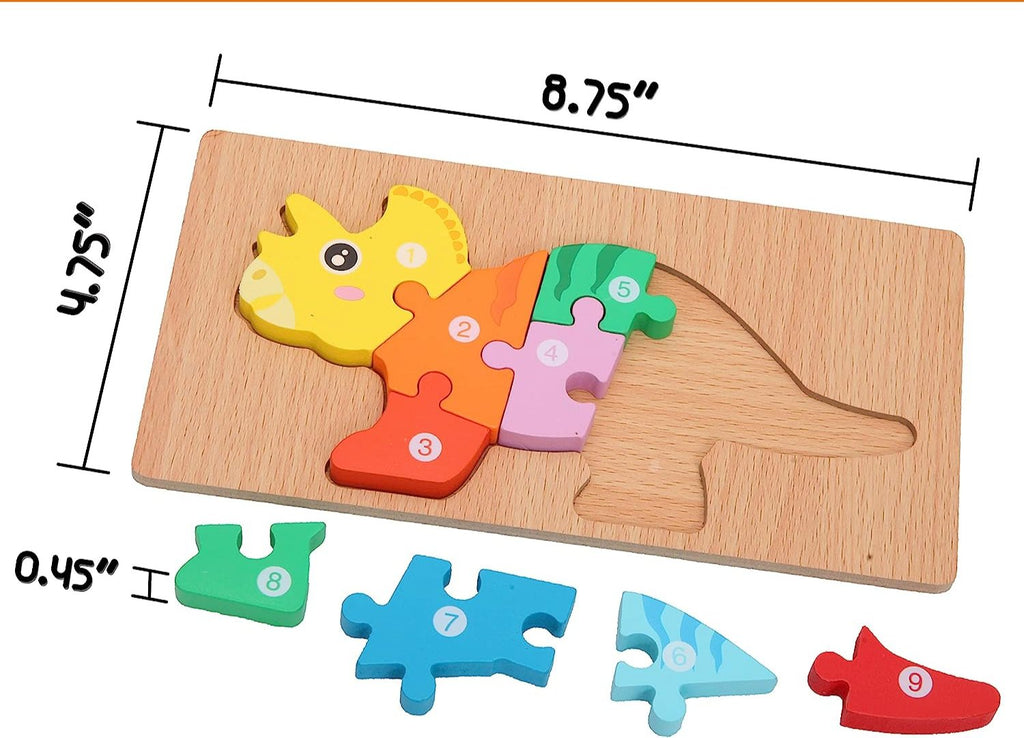 DinoPuzzle - Houten Dinosaurus Puzzel Voor Kinderen, ontworpen om nieuwsgierigheid en concentratie te stimuleren.