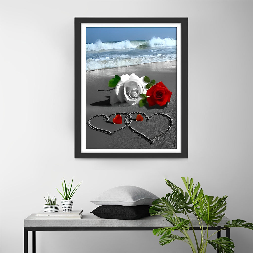 HeartBeach dIY kunstpakket met een prachtig strandthema en hartvormige details voor een unieke decoratie.
