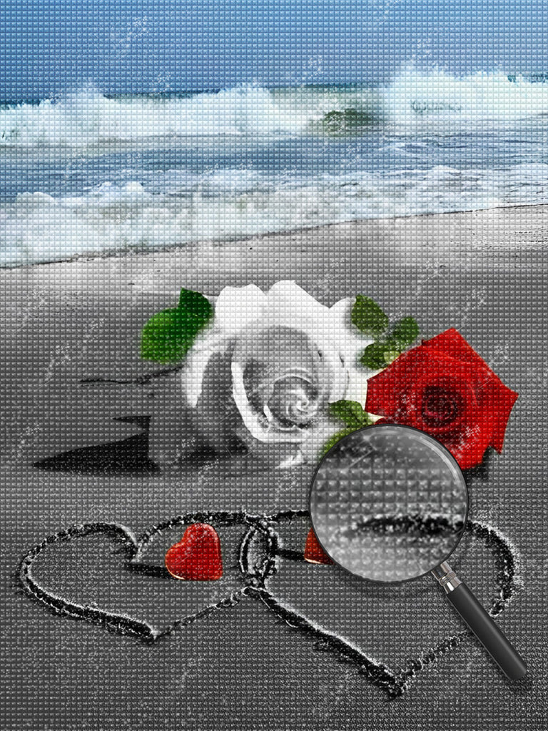 HeartBeach complete diamant schilderij set met een combinatie van natuur en hartjesmotieven, ideaal voor persoonlijke creaties.
