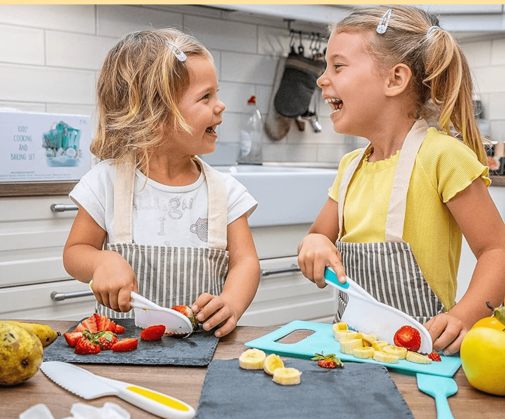 Kindvriendelijke kookset ontworpen voor gezond eten en plezier.