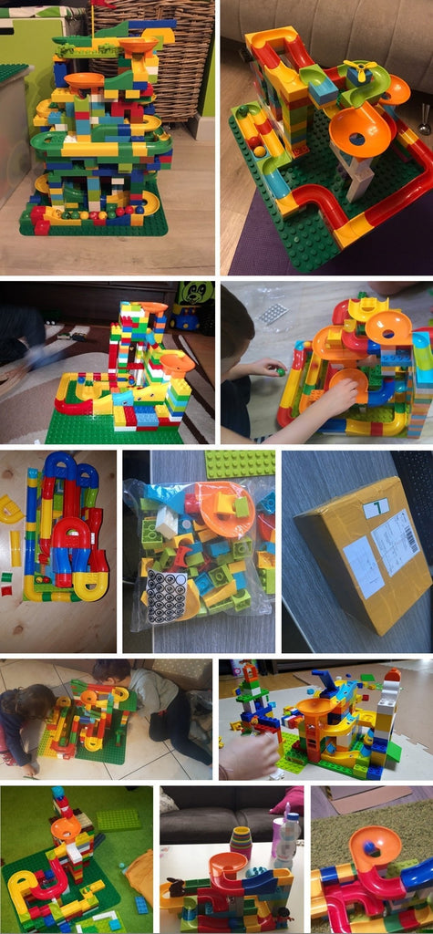 MarbleBlocks  knikkerracebaan die kinderen uitdaagt om innovatieve en unieke ontwerpen te creëren.
