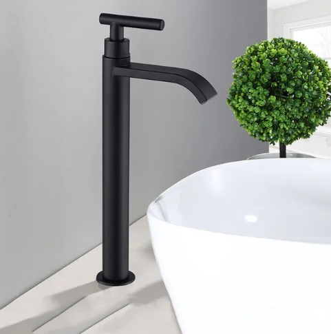 Mattschwarze Wastafelkraan voor Badkamer met Eenvoudige Koudwatersturing 0