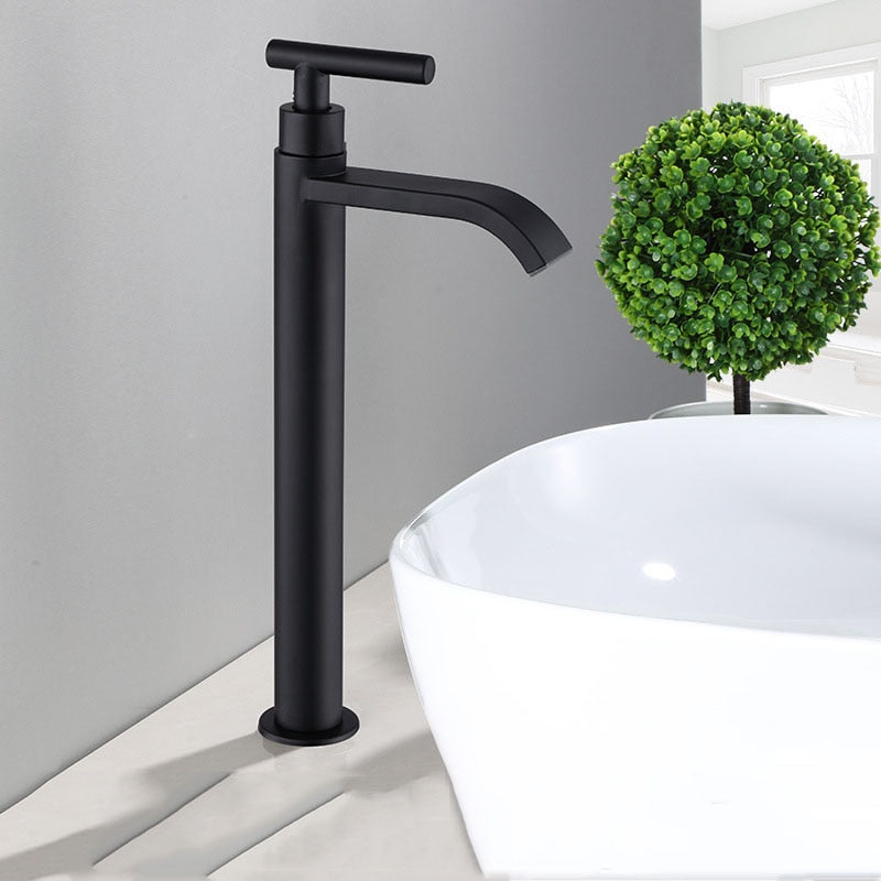 Mattschwarze Wastafelkraan voor Badkamer met Eenvoudige Koudwatersturing 2