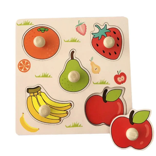 WoodGame houten puzzel met wilde dieren, perfect voor kinderen om spelenderwijs dieren te ontdekken.

