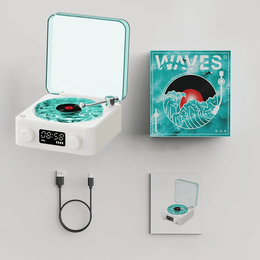 Nachtlamp met een uniek ontwerp dat sfeerlicht combineert met praktische functies zoals white noise.