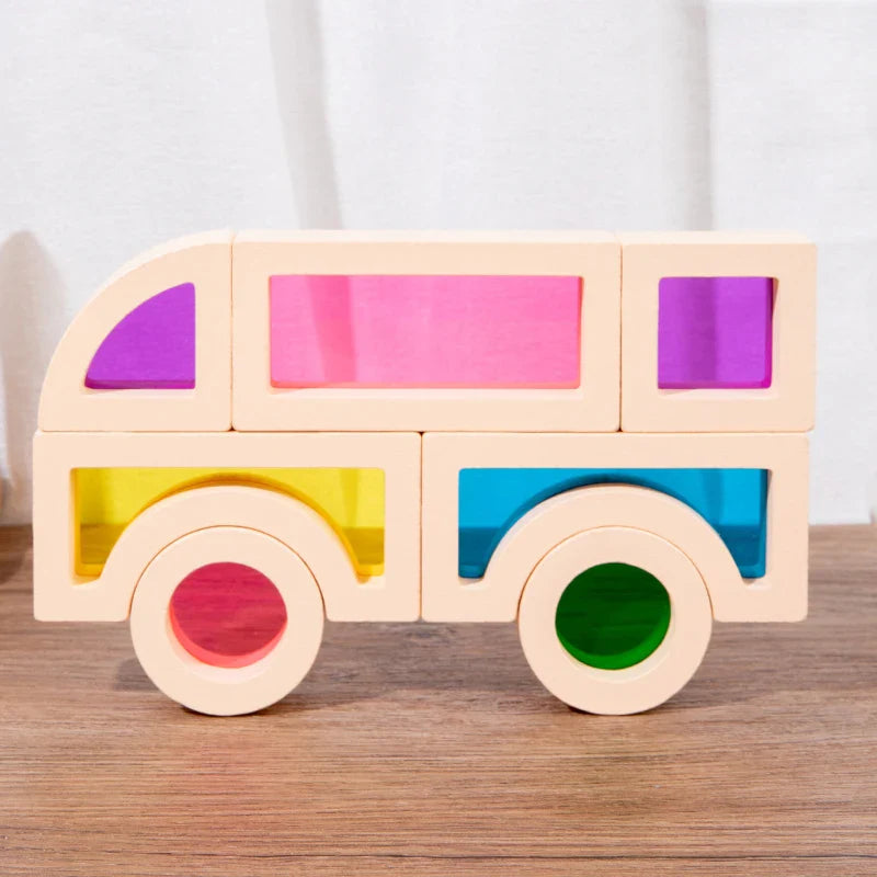 KleurenBouw Houten bouwblokken die perfect zijn voor fantasierijk spel en leren.