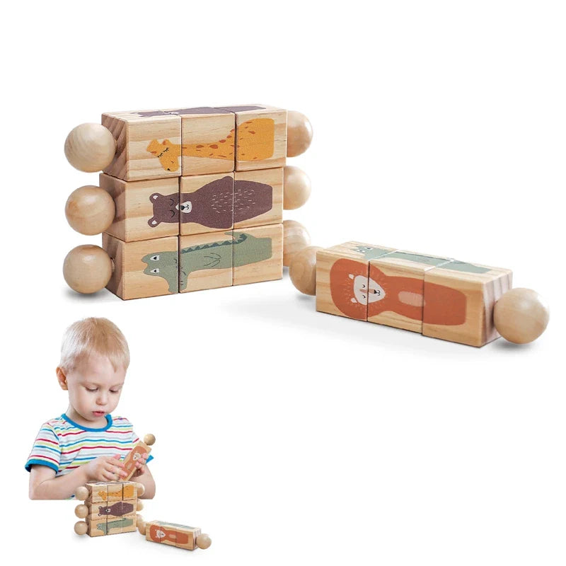 EcoDieren Houten dierenpuzzelset waarmee kinderen spelenderwijs dieren leren herkennen.