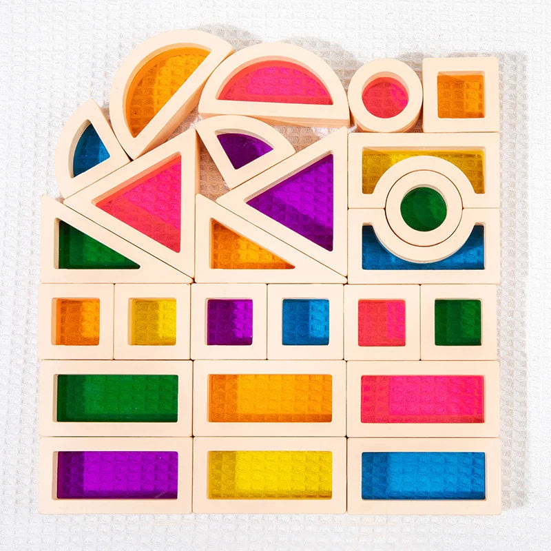 KleurenBouw Creatieve houten blokken ontworpen om kinderen te helpen vormen en kleuren te combineren.