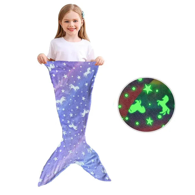 GlowMermaid Gloeiende Zeemeermin - Zachte en warme deken met een magisch ontwerp, ontworpen voor ultiem comfort.