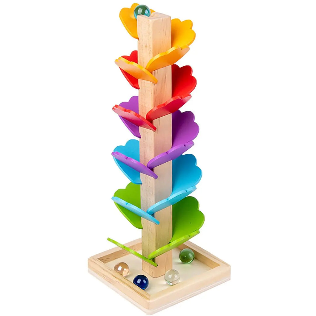 EcoKleur Houten marmerbaan die kinderen uitdaagt om constructies te ontwerpen en te bouwen.