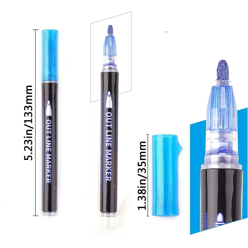 Afbeelding toont "OutlineMagic - Metallic Outline Marker Voor Creatieve Projecten", een marker met metallic afwerking voor gedetailleerd werk.