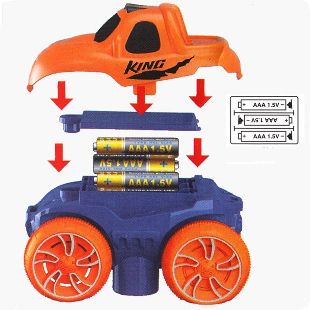 RaceFlex racewagen track set met een flexibele bouwbare baan en een auto die LED-verlichting heeft.
