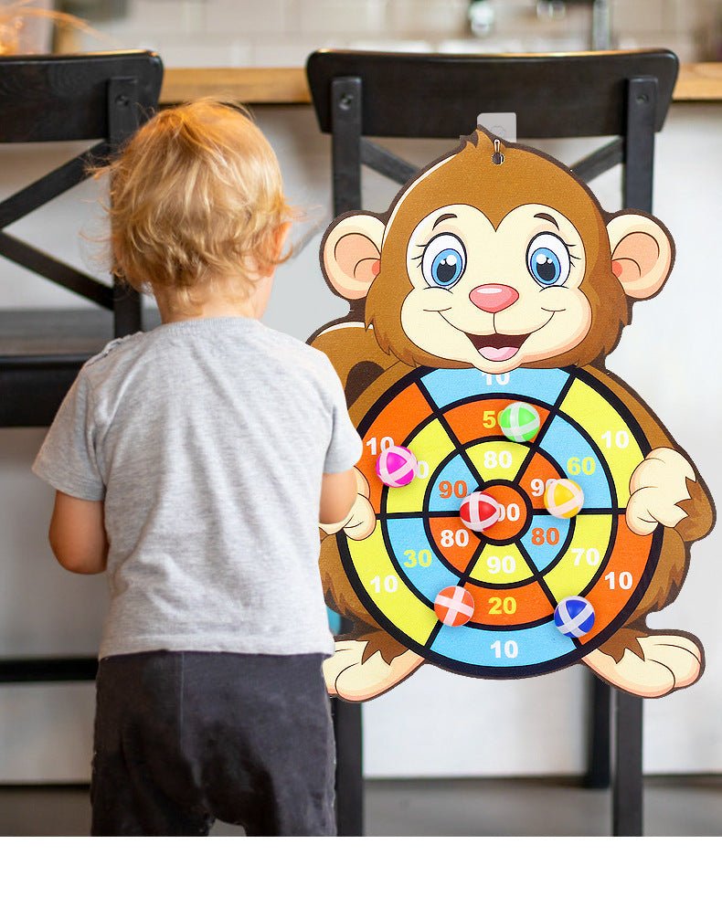 PlayTarget dartbord met schattige cartoon dieren, ideaal voor kinderen om te spelen.
