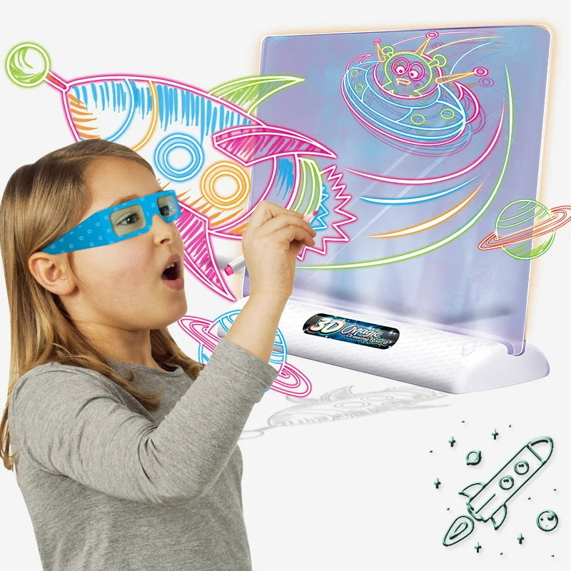 Afbeelding toont "3DMagic - Creatief Tekenbord Met 3D Effect Voor Kinderen", perfect voor kinderen die houden van creativiteit en 3D-ontwerpen.