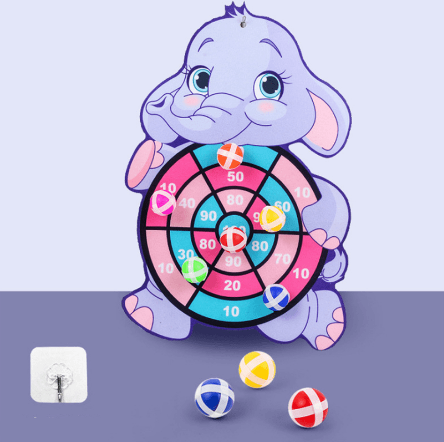 PlayTarget dartspel voor kinderen, met een cartoon dieren thema dat veilig en leuk is voor jonge spelers.





