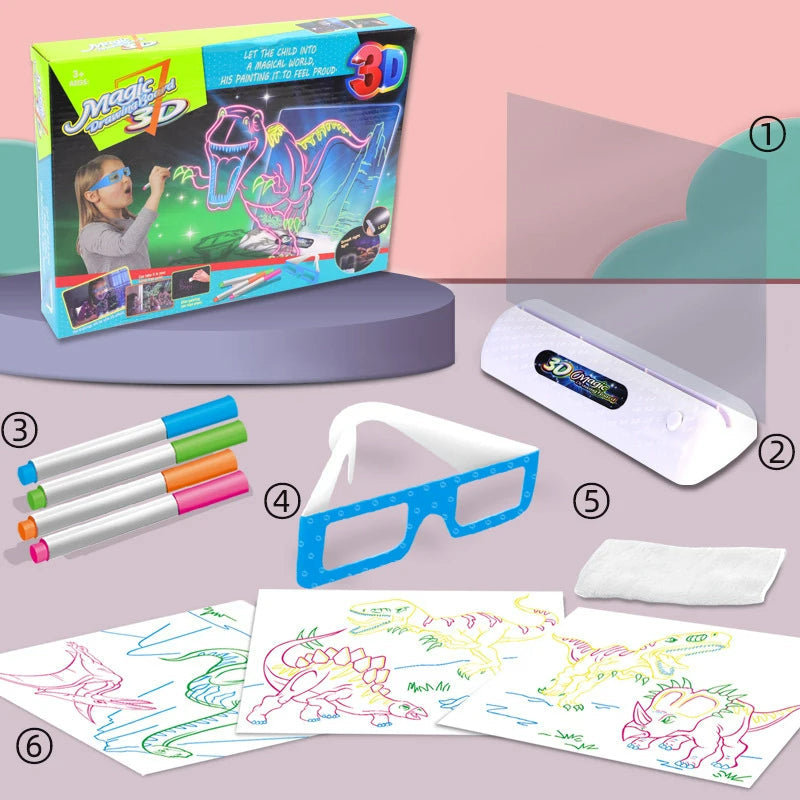 Visuele weergave van "3DMagic - Creatief Tekenbord Met 3D Effect Voor Kinderen", geschikt voor creatief en leerzaam spelen.