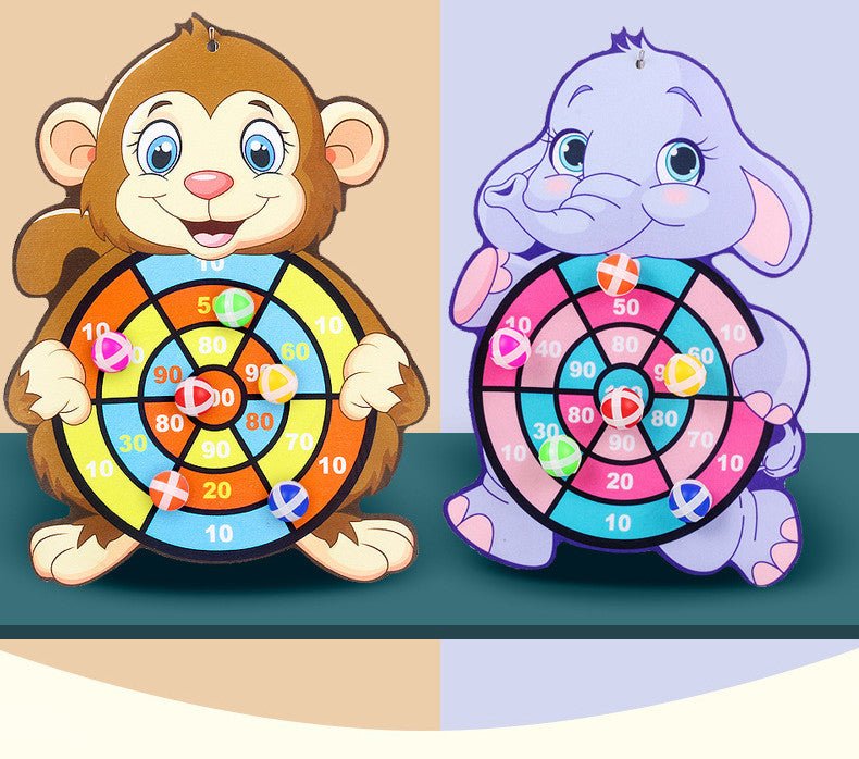 PlayTarget darts bord met cartoon dieren, een leuke en veilige manier om kinderen te vermaken.
