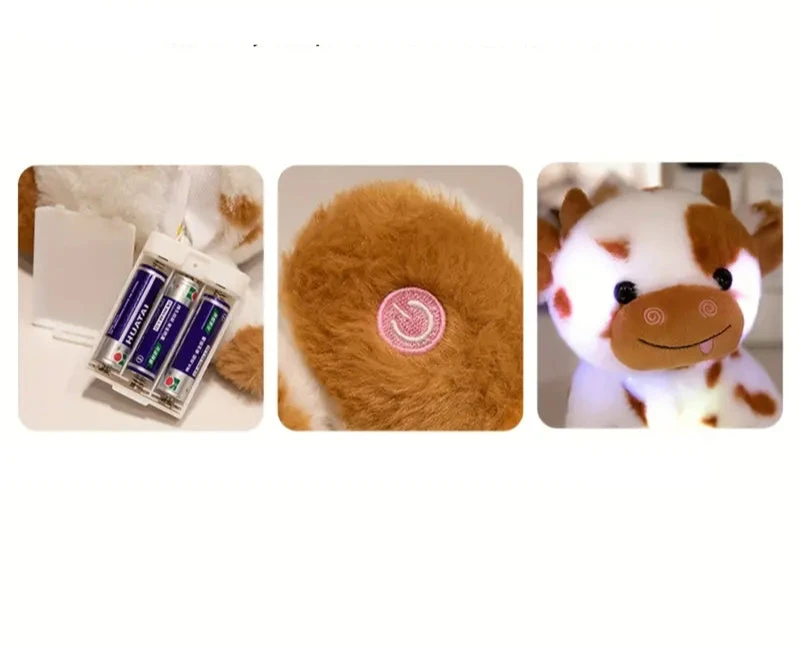 LumiCow - Knuffel Koe Met LED Verlichting, ontworpen om kinderen te troosten en te vermaken.