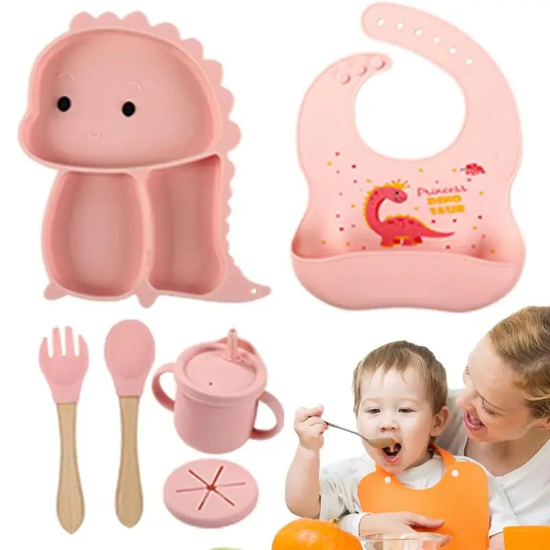 Compleet eetsetje voor baby's met slab en handige drinkbeker.
