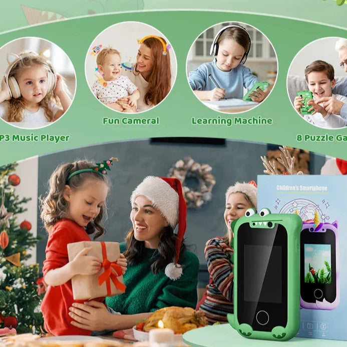 Smartphone voor kinderen met een gebruiksvriendelijk touchscreen en leermogelijkheden.