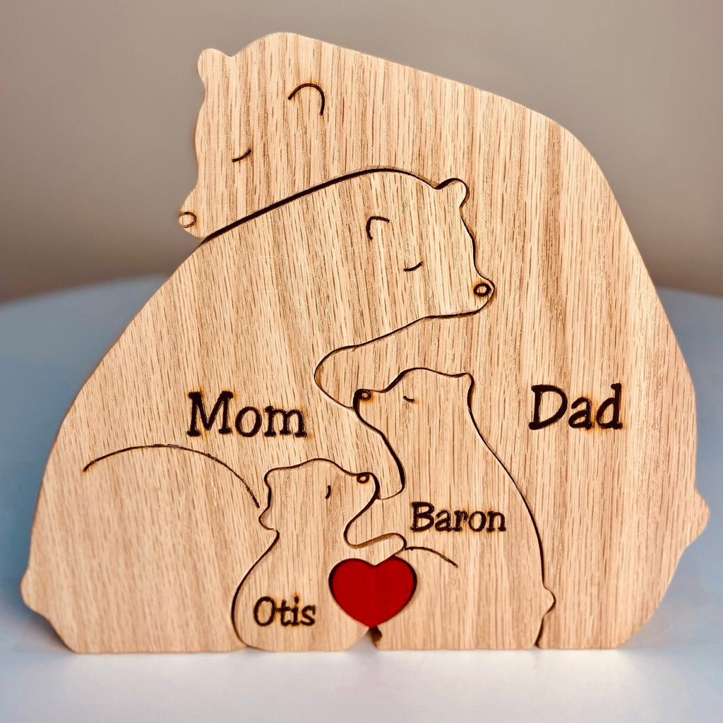 Gepersonaliseerde houten puzzel voor kinderen - BearFamily, een creatieve en educatieve speelset.