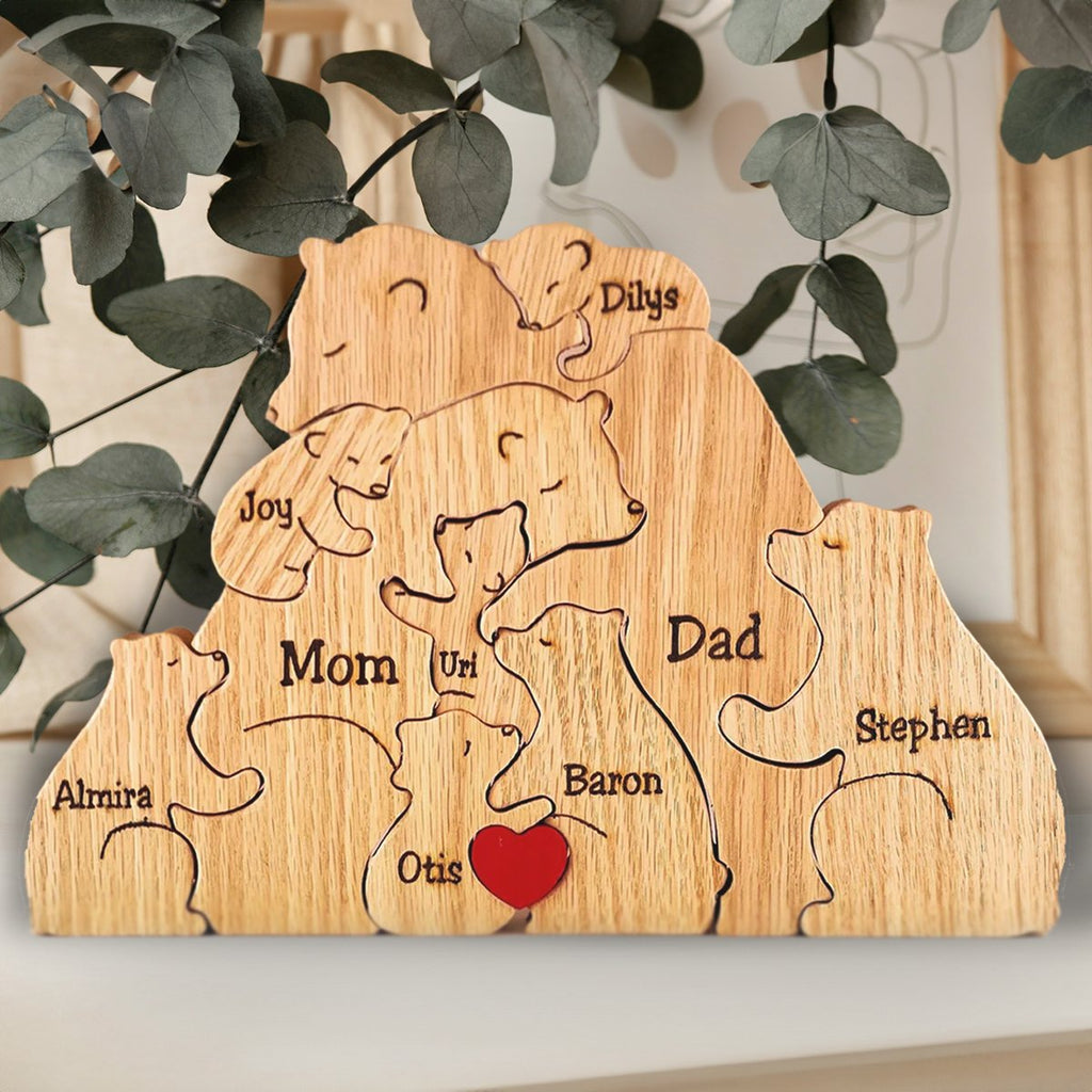 Voor kinderen houten puzzel gepersonaliseerd - BearFamily, een fantastisch cadeau voor elke gelegenheid.