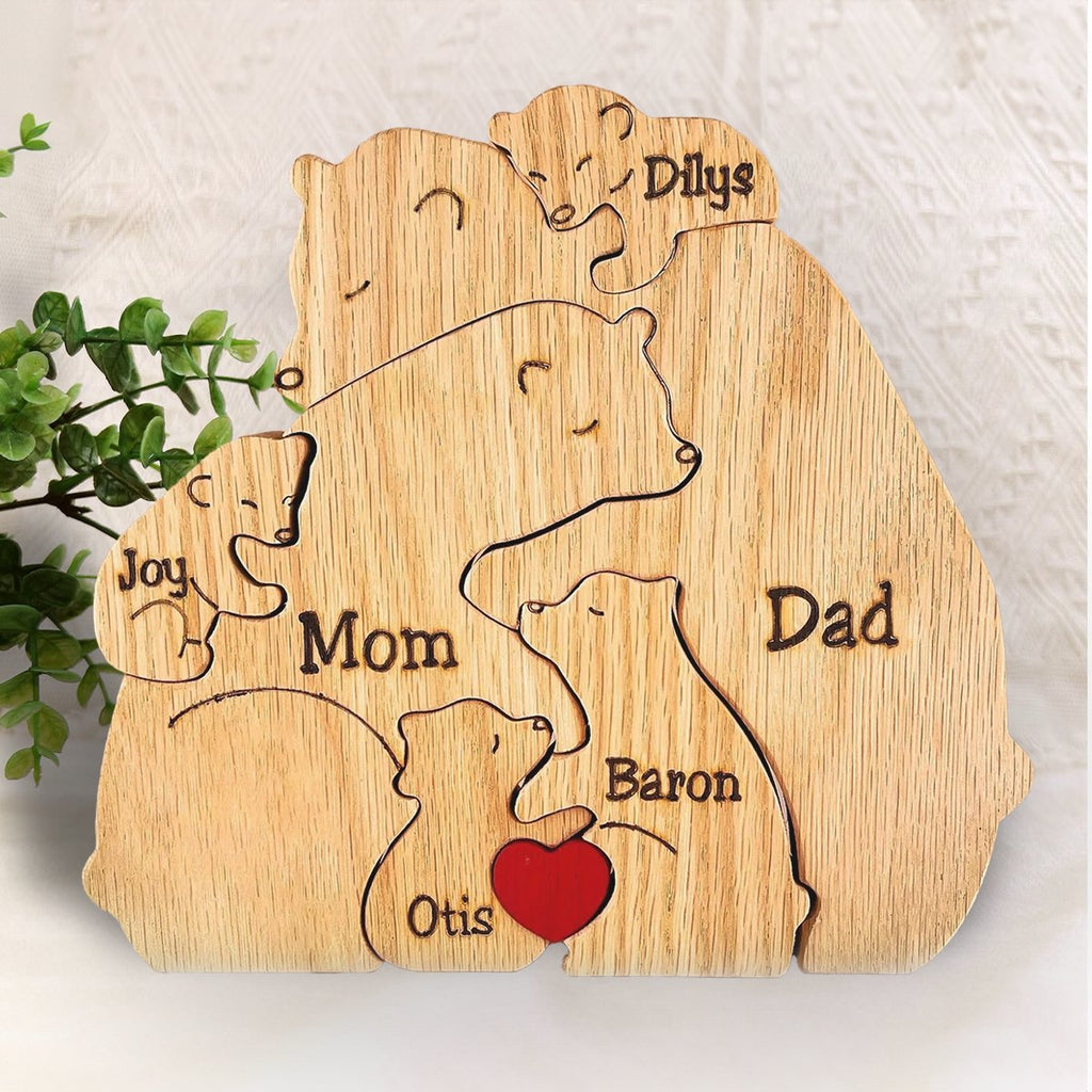 Puzzel gepersonaliseerd voor kinderen houten - BearFamily, een prachtig educatief speelgoed.
