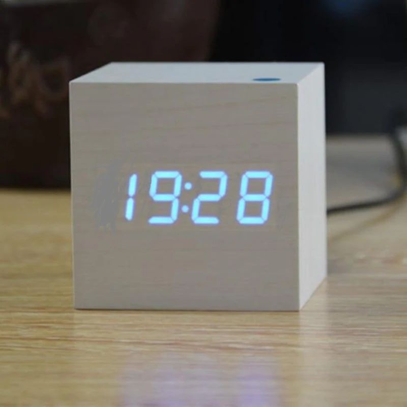 Schwarz Weiß Cube Digital Tischuhr